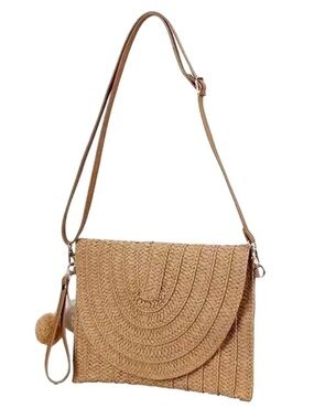 NEW, Women Straw Shoulder Bag Woven Beach Purse Summer Crossbody Clutch